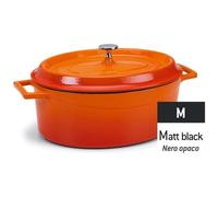 AGNELLI - Cocotte, Casseruola Ovale In Ghisa Smaltata Completa Di Coperchio Nero Opaco - Diametro Cm 25x20 - Altezza Cm 10-capacit Lt 3,3