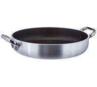 Agnelli pots Pentole ALSA2110S32 - Padella in platino con fondo rettificato, alluminio, argento, spessore 5 mm, con 2 manici in acciaio inossidabile, 32 cm