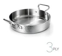 AGNELLI Tegame Aluinox Martellato 3PLY 28x6 Cm on 2 Maniglie in Acciaio Inox