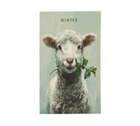 Agnello che tiene un rametto di menta fresca, bandiere per la casa, 9 x 1,5 m, striscione con occhielli per interni ed esterni, decorazioni per la casa