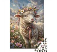 Agnello Coronato da FioriPuzzle Premium Antistress 1000 Pezzi Relax Mentale prato primaverile Cartone Qualità Adulti, Intrattenimento Familiare, Regalo Amatori 38x26cm/1000pcs