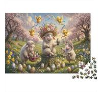Agnello di PasquaPuzzle Premium Da 1000 Pezzi in Cartone Qualità Premium Fiore ciliegio pastorale Antistress Per Adulti, Intrattenimento Familiare, Relax Mentale Attività Indoor 52x38cm/1000pcs