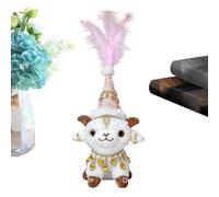 Agnello Peluche con Catena e Cappello 35 centimetri | Bambola Agnello per Bambini e Adulti Regalo di Compleanno Camera da Letto Divano Scaffale Comodino Decorazione Scrivania