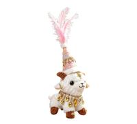 Agnello Peluche con Collana e Cappello 34,8 cm Simpatico AnimaGiocattolo | Agnello Giocattolo per Adulti Compleanno Soggiorno Camera da Divano Scaffale Comodino Scrivania Decorazione