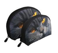 Agnello portatile Shell Makeup Bag Set (2 pezzi), borsa da viaggio con cerniera per cosmetici, Gatti Con Occhi Gialli, Taglia unica