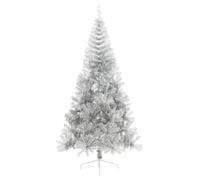 agnixnaf Argento Albero Di Natale Metà 240 cm, PET Albero Di Natale Artificiale Decorazione per Casa, Azienda, Cortile, Festa, Includere Supporto