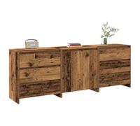agnixnaf Credenza 3 Pz Legno Antico 70x41x75 Cmin Legno Multistrato, 6 Cassetti & a Due Ante, Stile Fattoria Buffet Mobile per Cucina e Sala Da Pranzo, Soggiorno