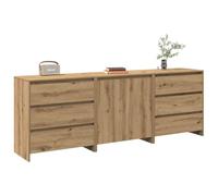 agnixnaf Credenza 3 Pz Rovere Artigianale 70x41x75 Cmin Legno Multistrato, 6 Cassetti & a Due Ante, Stile Fattoria Buffet Mobile per Cucina e Sala Da Pranzo, Soggiorno