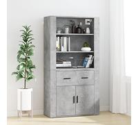 agnixnaf Credenza Grigio Cemento 80x33x70 cm in Legno, Cassetto & a Due Ante, 5 Ripiani Vani Aperti & Ampio Spazio Portaoggetti, Moderno Buffet Mobile per Cucina e Soggiorno, Sala Da Pranzo