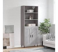 agnixnaf Credenza Grigio Sonoma 69,5x34x180 cm, A Due Ante, 3 Ripiani Vani Aperti, Legno Multistrato, Moderno Buffet Mobile per Cucina e Sala Da Pranzo, Soggiorno