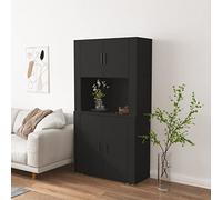 agnixnaf Credenza Nera 80x33x70 cm in Legno Multistrato, 2 a Due Ante & Vani Aperti, Ampio Spazio Portaoggetti, Moderno Buffet Mobile per Cucina e Sala Da Pranzo, Soggiorno