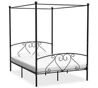 agnixnaf Letto a Baldacchino Nero in Metallo 160x200 cm (Dimensioni Materassi Adatti), 209 x 167,5 x 198 cm