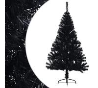 agnixnaf Nero Albero Di Natale Metà 120 cm, PVC Albero Di Natale Artificiale Decorazione per Casa, Azienda, Cortile, Festa, Includere Supporto