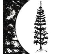 agnixnaf Nero Albero Natale Sottile a Metà PVC, 120 cm Albero Di Natale Artificiale Decorazione per Casa, Azienda, Cortile, Festa, Includere Supporto