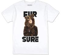AGNUSZOH Men's Poster Revolution Workaholics Fur Sure T-Shirt White S