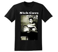 AGNUSZOH Men's T-Shirt Feel Soft Nick Cave Photo Bad Seeds Grinderman The Birthday Party Twin Needle Sleeves And Hem Black XXL