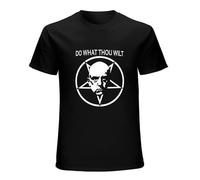 AGNUSZOH Tuweisen Aleister Crowley T-Shirt Baphomet Pagan Satan Beast Satanism Do What Thou Wilt for Men Black L