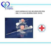 AGO CANNULA BD VENFLON 2 VIE, 20G, 1,1 x mm.32,ROSA CONF. 50 PZ.