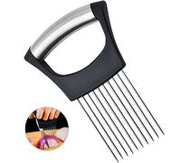 Ago Cipolla Acciaio, Forchetta Cipolla Acciaio per Verdure Affettatrice Guida Supporto Aiuti per Affettare Forchetta Sicura Utensili da Cucina, Inox Frutta Verdura Affettatrice con 10 Punte