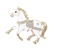 Ago in lega lucido a forma di cavallo elegante regalo per la festa di Capodanno cinese e l'accento di abbigliamento versatile decorativo, Taglia unica, come descritto