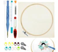 Ago Magico Per Ricamo 17 Needle Adulti e Bambini Punzonatura Aghi Ricamo Starter Kit Con Ricamo Cerchio Panno Regolabile Punzonatura Aghi Ricamo Kit Per Il Cucito Fai Da Te Ricamo