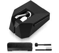 Ago per giradischi AT VMN95E compatibile con cartucce della serie ATLP120X e VM95, con spazzole per la pulizia per stilo e cura del vinile (nero)