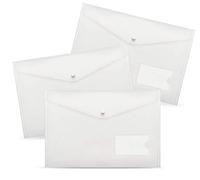 Agoer 20 Cartelline Portadocumenti A4+, 20μm Ispessito Busta Portadocumenti Smerigliato con Tasca e Bottone, Buste Plastica A4 Impermeabile, Cartelline Trasparenti per Casa Ufficio Scuola
