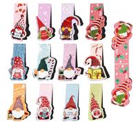 Agoer Segnalibri Magnetici Natalizio, 12 Pezzi Gnomo di Natale, Segnalibro Magnetico per Bambini, Pensierini Natalizi, 12 Diversi Gnomi per Studenti e Insegnanti