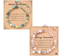 agogue 2 bracciali in pietra naturale e biglietto di auguri, ciondolo a forma di cuore, braccialetti dell'amicizia, per adolescenti, ragazze, gioielli da donna, in pietra naturale, ideali come regalo