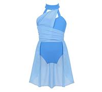 Agoky Bambina Abito da Balletto Danza Lirica Contemporanea Senza Maniche Vestito da Ginnastica Artistica Ballo Costumi Danza Moderna Leotard Bodysuit 5-14 Anni Azzurro 9-10 Anni