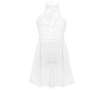 Agoky Bambina Abito da Balletto Danza Lirica Contemporanea Senza Maniche Vestito da Ginnastica Artistica Ballo Costumi Danza Moderna Leotard Bodysuit 5-14 Anni Avorio 11-12 Anni