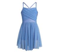 Agoky Bambina Abito da Balletto Danza Lirica Contemporanea Senza Maniche Vestito da Ginnastica Artistica Ballo Costumi Danza Moderna Leotard Bodysuit 5-14 Anni Azzurro A 14 Anni