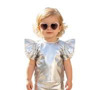 Agoky Bimbo Maglietta Il Bambino Bluse Bambine Piccole Maglia Il Sweatshirt Pullover Top T Shirt Abbigliamento retrò Anni ' Danza Jazz Argento 18-24 Mesi