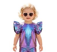 Agoky Bimbo Maglietta Il Bambino Bluse Bambine Piccole Maglia Il Sweatshirt Pullover Top T Shirt Abbigliamento retrò Anni ' Danza Jazz Blu 18-24 Mesi