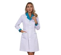 Agoky Camice da Infermiere Farmacista Donna Cappotto Medico Professionale Manica Lunga Uniforme da Laboratorio con Tasche Grandi Abbigliamento da Estetista Dentista Verde M