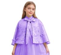 Agoky Coprispalle Elegante da Cerimonia Bambina Ricamato Fiore Mantella Coprispalle Bolero Cardigan Damigella d'Onore Scialle da Compleanno Giacca Corte Capelets Viola 11-12 Anni