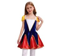 Agoky Costume da Domatrice Circo per Ragazza Abito da Banda Battista con Nappe Spettacolo Halloween Carnevale Mascherata Guardia d'Onore Tutù Velluto Patchwork Blu reale 15-16 anni