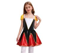 Agoky Costume da Domatrice Circo per Ragazza Abito da Banda Battista con Nappe Spettacolo Halloween Carnevale Mascherata Guardia d'Onore Tutù Velluto Patchwork Nero 11-12 anni