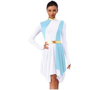 Agoky Donna Abito da Danza Lirica Moderna Metallizzata Vestito da Pattinaggio Artistico Gonna Asimmetrica Abito da hiesa Adorazione Preghiera Danza di Lode
