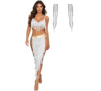 Agoky Donna Costume Per Danza Del Ventre Orientale Set Costumi Belly Dance Argento 3XL
