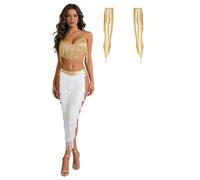 Agoky Donna Costume Per Danza Del Ventre Orientale Set Costumi Belly Dance Oro 3XL