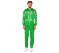 Agoky Pigiama Natale Uomo Overall con Cappuccio Salopette con Scintille E Stampa Fiocchi Neve Pigiama Notte Maniche Lunghe Abbigliamento Dormire E Relax Natale Verde L