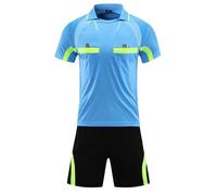 Agoky Uniformi da Arbitro Uomo Tuta da Ginastica Completi Sportivi Abbigliamento da Arbitro Maglia Arbitro Colletto Risvoltato Pantaloncini con Elastico per Partita dI Calcio Blu XL
