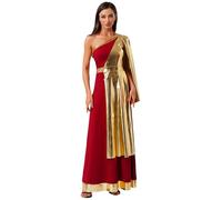 Agoky Vestito Antico Greco Romano Donna Rinascimentale Vintage Costume Lucido Senza Manica da Toga Medievale per Eventi Halloween Carnevale Mascherata B Borgogna XXL