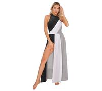 Agoky Vestito Danza Moderna Donna Abito da Danza Lirica Senza Manica Abito da Ballo Latino Balleria in Chiffon Abito da Pattinaggio Artistico Vestito Elegante Dancewear Nero L