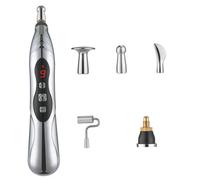 Agopunti agopuntura Penna di agopuntura elettronica 9 ingranaggi USB Penna di agopuntura ricaricabile per la penna vibrante del dolore con 5 teste di massaggio per il dolore sparito sollievo