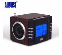 Agosto MB300B Mini ricevitore Radio FM IN legno e sistema Stereo MP3 con lettore di schede/USB e AUX IN/2x3w altoparlanti HiFi