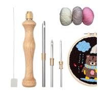 Agosto strumento per forare il kit di agosto per pugni in acciaio inossidabile con ago e manico in legno Manico ergonomico e confortevole, set impostati per una macchina per colpire, herram