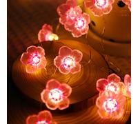 AGOTD Fiori di lucine colorate a LED, lucine di fiori di ciliegio a batteria da 2M 20LED per stanze, luci decorative per uso interno ed esterno, regali per donne e ragazze
