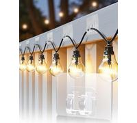 AGPTEK 100 ganci per luci da esterni, ganci resistenti con strisce adesive, clip trasparenti per cavi, per Natale, patio, giardino, balcone, decorazione da appendere